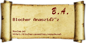 Blocher Anasztáz névjegykártya